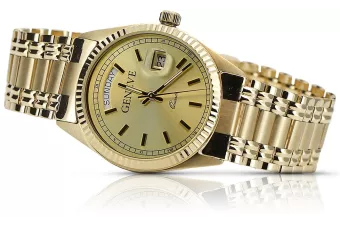 Ceas frumos Lady Geneve din aur galben de 14 k 585 mw013ydy&mbw006yo-f