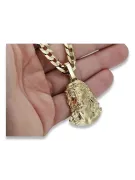 Yellow 14k gold Jezus pendant with Elegant chain pj004y28&cc099y55