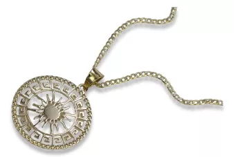 copie du pendentif en or du Soleil 14k 585 avec la chaîne cpn040y&cc020y