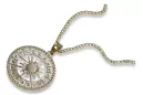 copie du pendentif en or du Soleil 14k 585 avec la chaîne cpn040y&cc020y