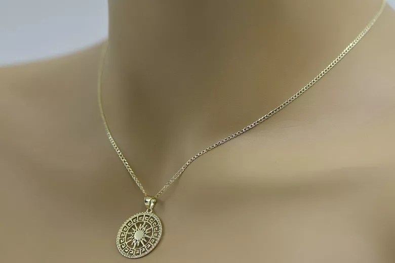 copie du pendentif en or du Soleil 14k 585 avec la chaîne cpn040y&cc020y