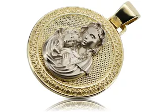 Gelber 14-Karat-Gold-Maria-Medaillon-Hard-Icon-Anhänger pm027yw