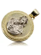 Yellow 14k gold Mary medallion hard icon pendant pm027yw