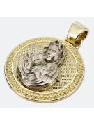 Gelber 14-Karat-Gold-Maria-Medaillon-Hard-Icon-Anhänger pm027yw