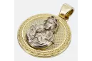 Gelber 14-Karat-Gold-Maria-Medaillon-Hard-Icon-Anhänger pm027yw