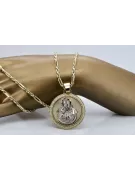 Colgante con icono duro y medallón de María en oro amarillo de 14 k pm027yw