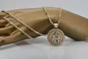 Colgante con icono duro y medallón de María en oro amarillo de 14 k pm027yw