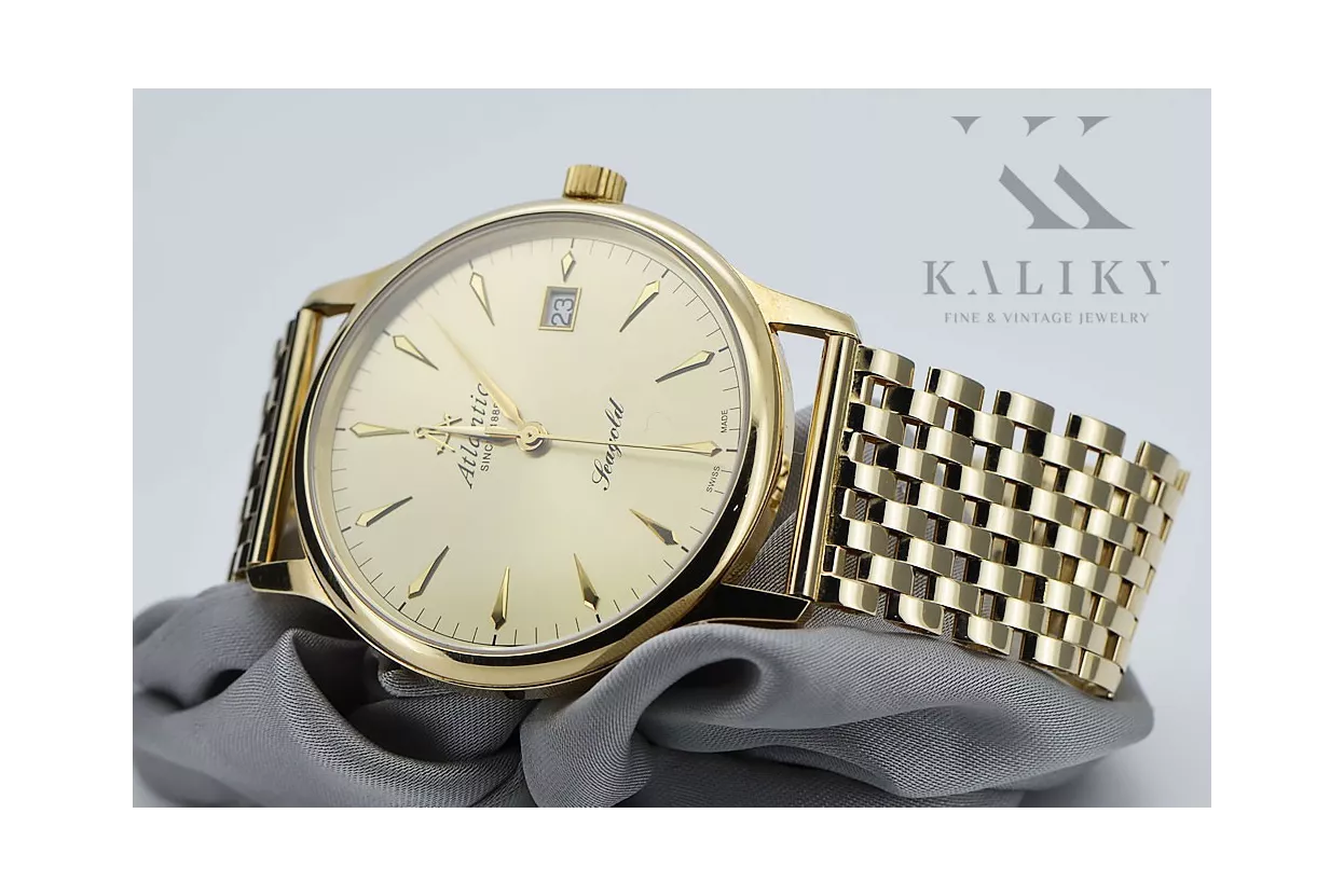 Gold men's watch Geneve ★ zlotychlopak.pl ★ Gold purity 585 333 Low Price!