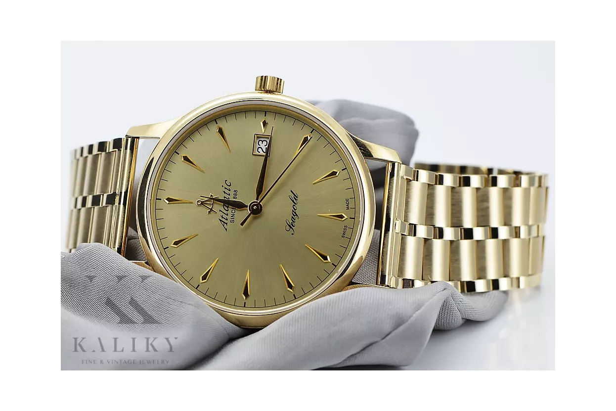 Gold men's watch Geneve ★ zlotychlopak.pl ★ Gold purity 585 333 Low Price!