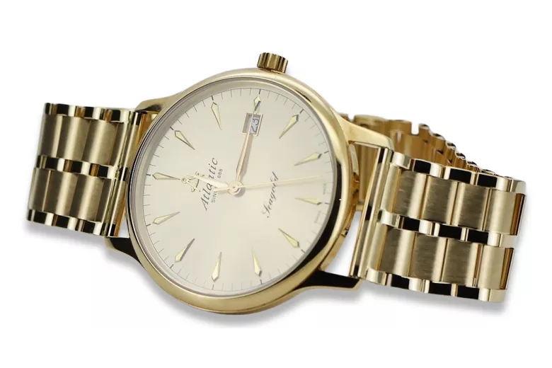 Reloj Atlantic de oro 14k 585 con pulsera para hombre mw003y&mbw007y