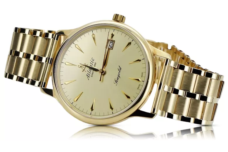 Gold men's watch Geneve ★ zlotychlopak.pl ★ Gold purity 585 333 Low Price!