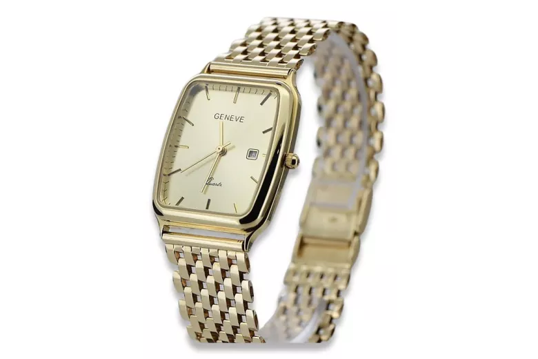 мъжки часовник 14k 585 злато Geneve mw002y&mbw005y