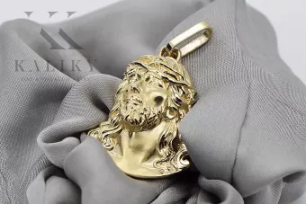 Colgante con icono de medallón de Jezus en oro amarillo de 14 k pj004y