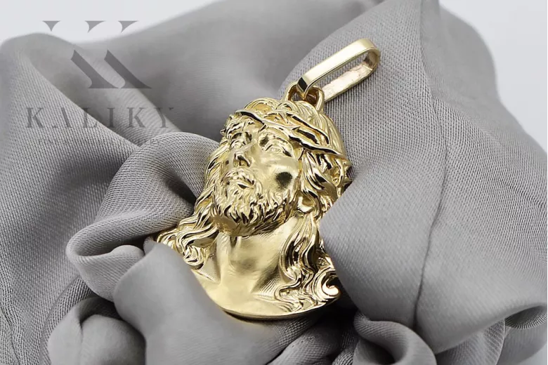 Colgante con icono de medallón de Jesús ★ https://zlotychlopak.pl/es/ ★ Oro 585 333 precio bajo