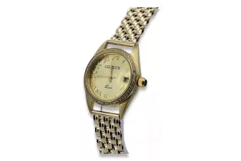 Reloj de pulsera para mujer de oro amarillo 585 de 14 quilates Geneve lw078ydg&lbw004y19cm