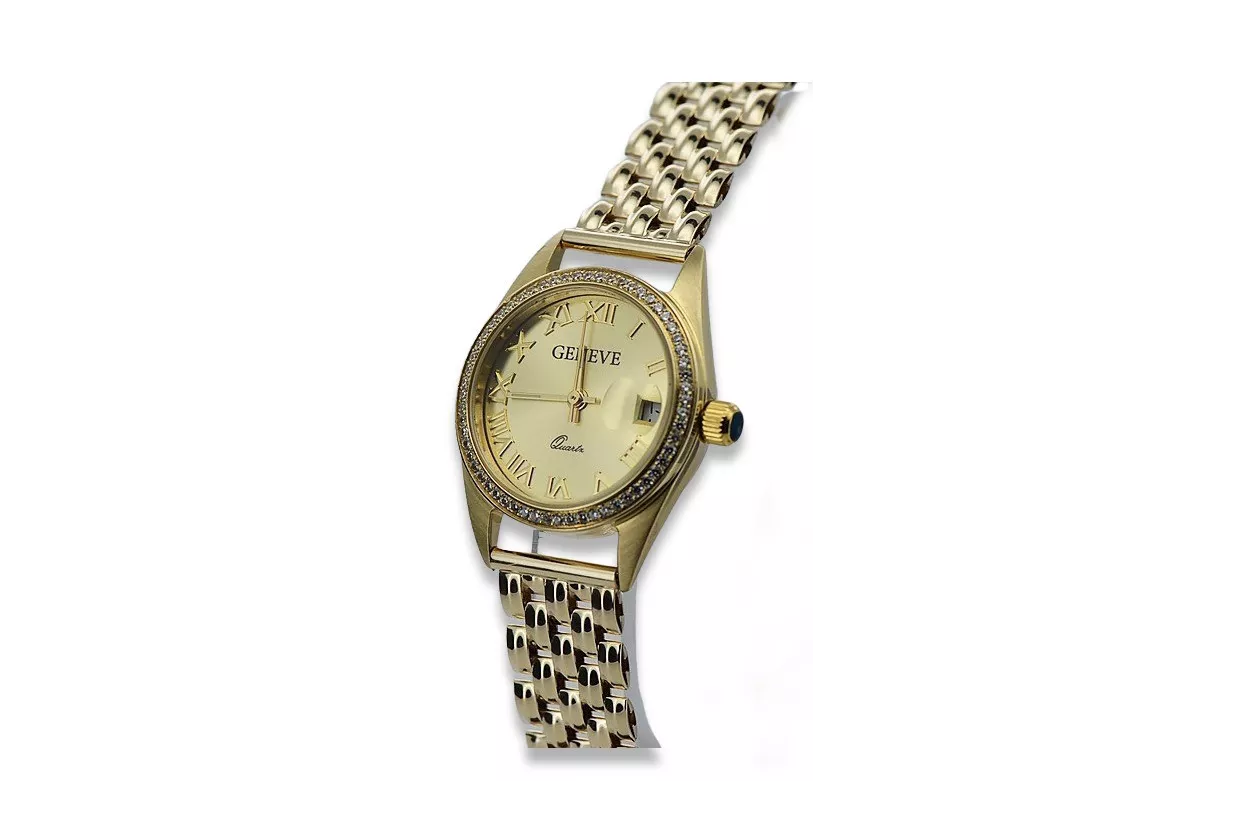 Gold men's watch Geneve ★ zlotychlopak.pl ★ Gold purity 585 333 Low Price!