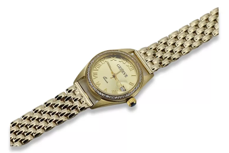 Gold men's watch Geneve ★ zlotychlopak.pl ★ Gold purity 585 333 Low Price!