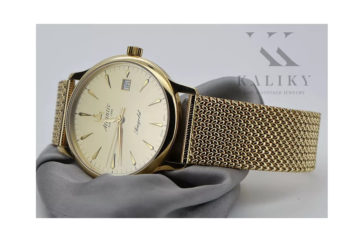 Gold men's watch Geneve ★ zlotychlopak.pl ★ Gold purity 585 333 Low Price!