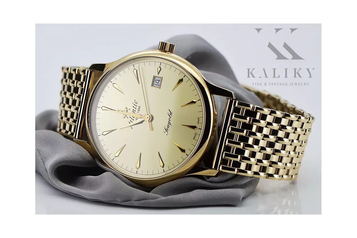 reloj Atlantic de oro 14k 585 con pulsera para hombre mw003y&mbw013y