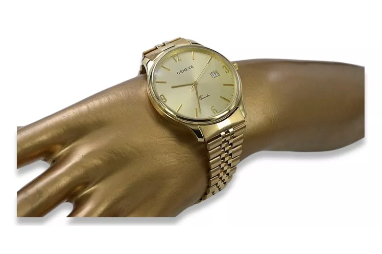 Мъжки часовник 14k 585 злато с гривна Geneve mw017y&mbw018y