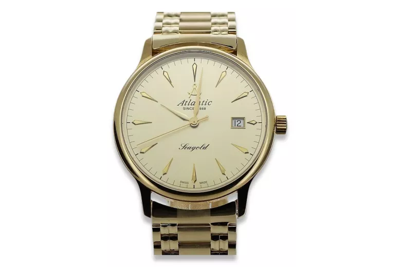 14K Goldene Schweizer Quarzuhr für Herren, Saphir, 40mm