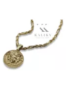 Medallón estilo griego Medusa y cadena Corda Figaro de oro de 14k cpn049y20&cc004y45