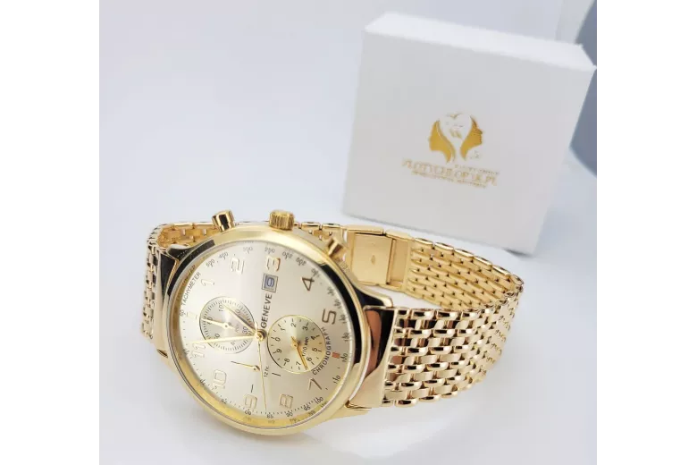 Yellow 14k 585 gold men's watch Geneve mw005ydy&mbw013yo