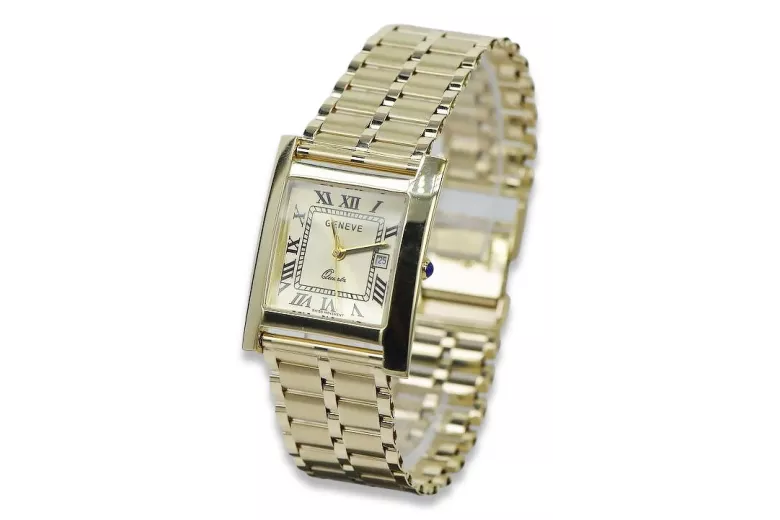 Gold men's watch Geneve ★ zlotychlopak.pl ★ Gold purity 585 333 Low Price!