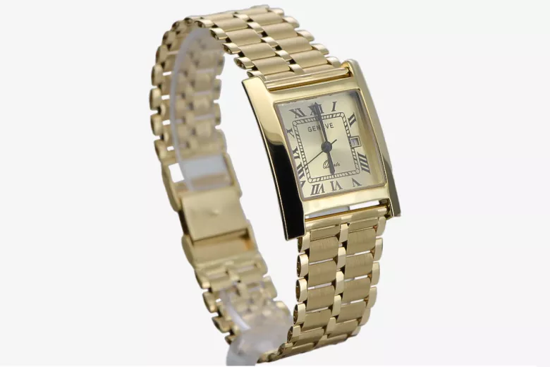 Herrenuhr aus 14-karätigem 585er Gold mit Armband Geneve mw009y&mbw007y21cm