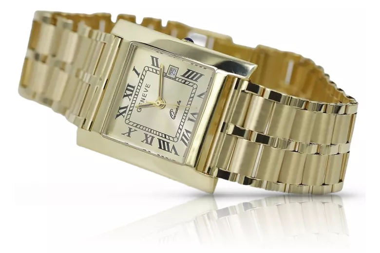 Reloj de oro 585 de 14 quilates para hombre con pulsera Geneve mw009y&mbw007y21cm