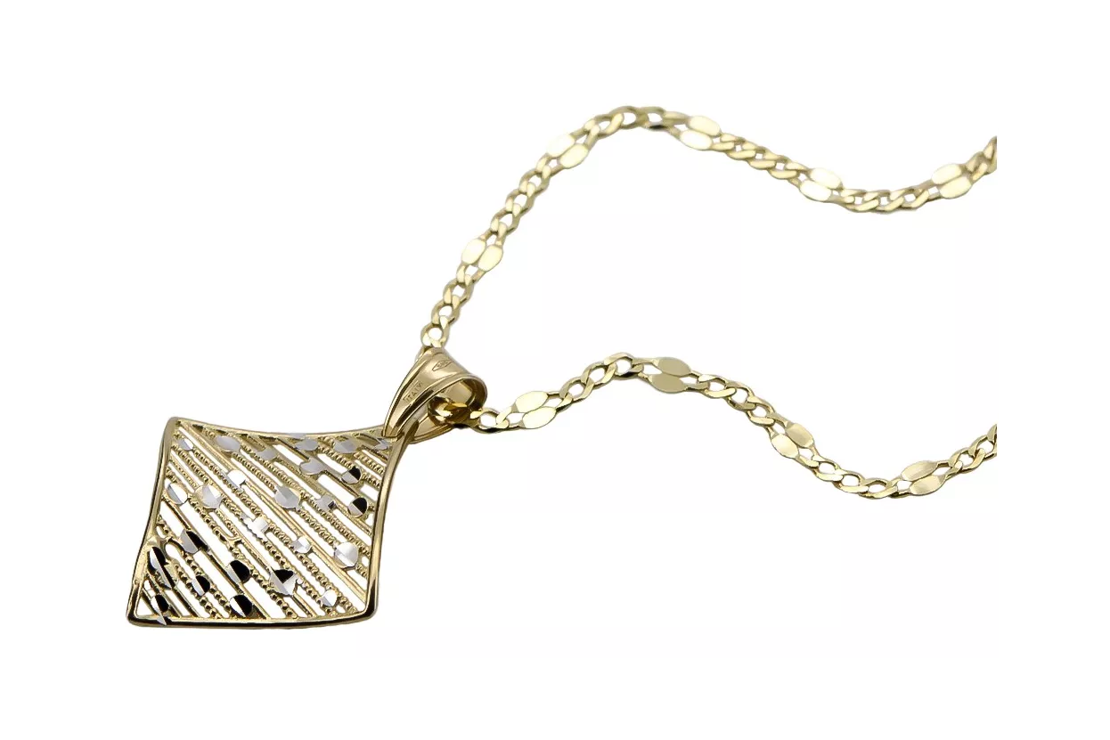 Pendentif feuille d'or 14k 585 avec chaîne cpn052yw&cc077y