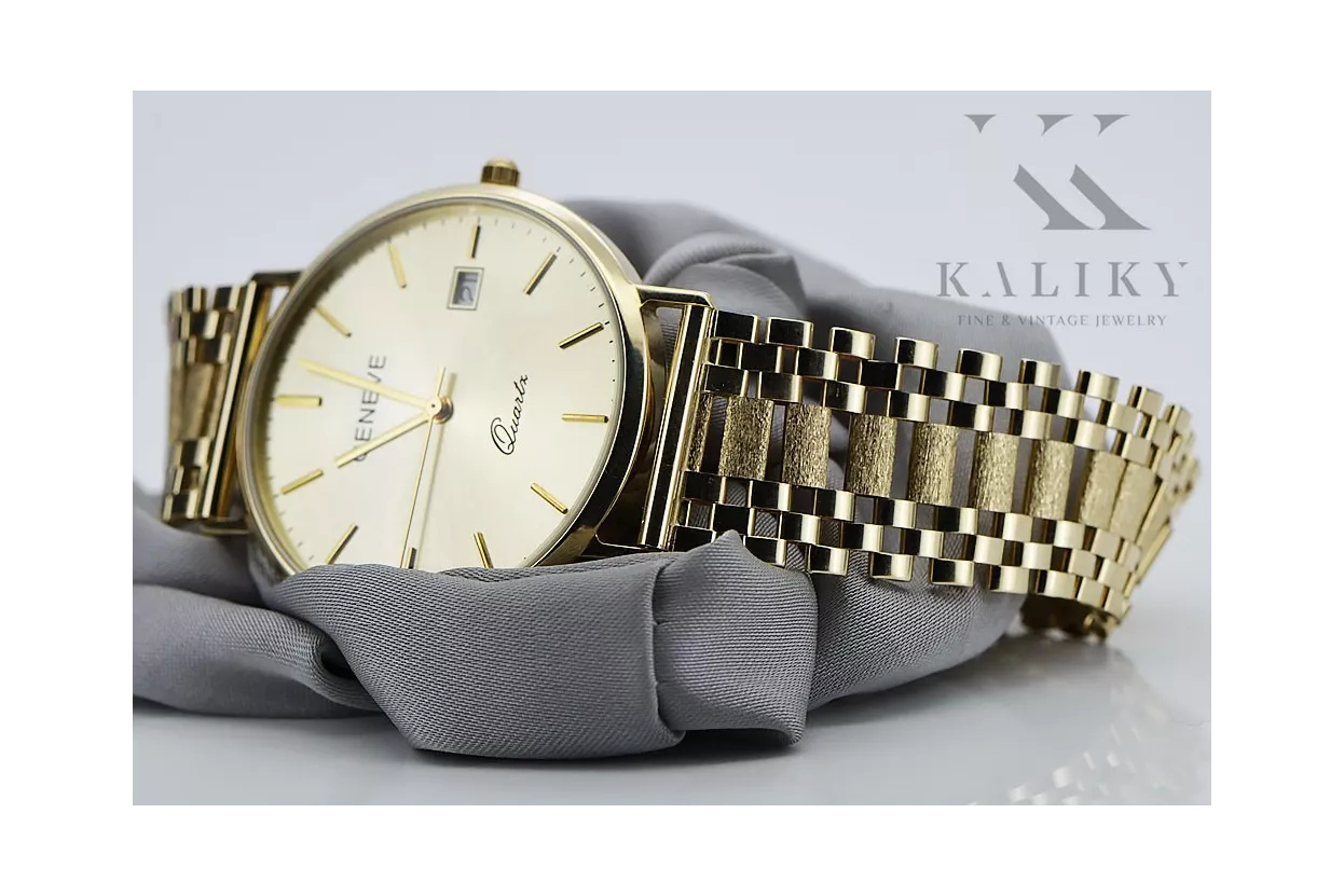 Gold men's watch Geneve ★ zlotychlopak.pl ★ Gold purity 585 333 Low Price!