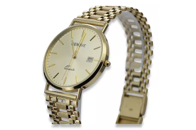 reloj de oro para hombre 14k 585 Geneve mw006y&mbw005y