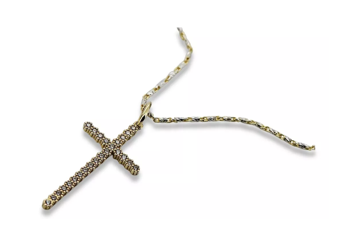 Catholic Cross & Anchor 14k gold chain ctc029y&cc008yw