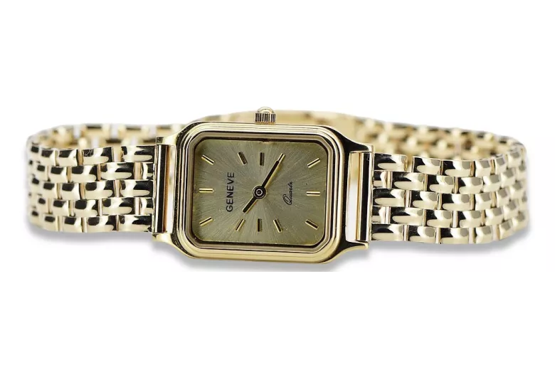 copie de Golden Women's Watch avec Bracelet 14K Geneve LW023Y & LBW008Y