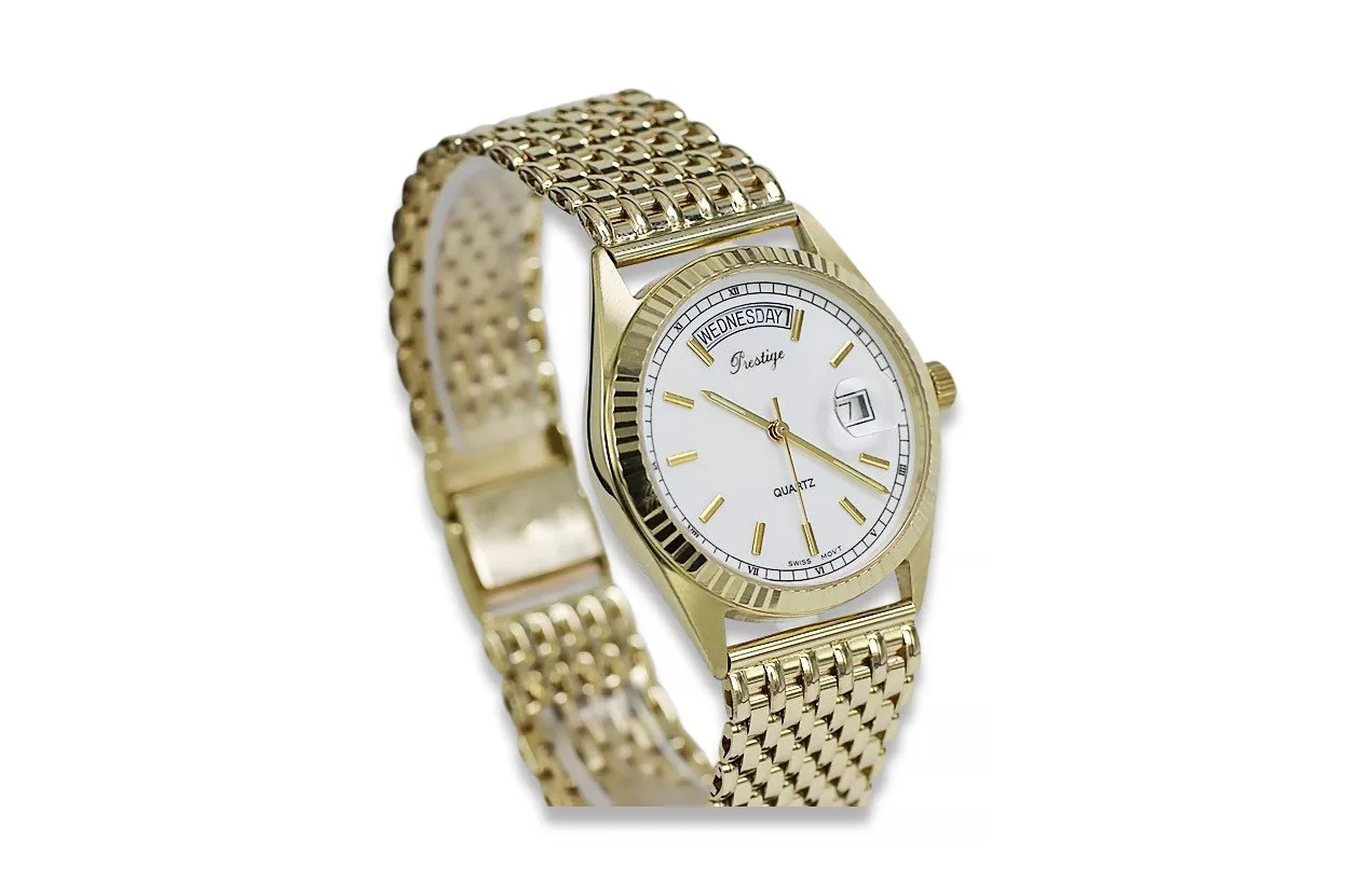 Gold men's watch Geneve ★ zlotychlopak.pl ★ Gold purity 585 333 Low Price!