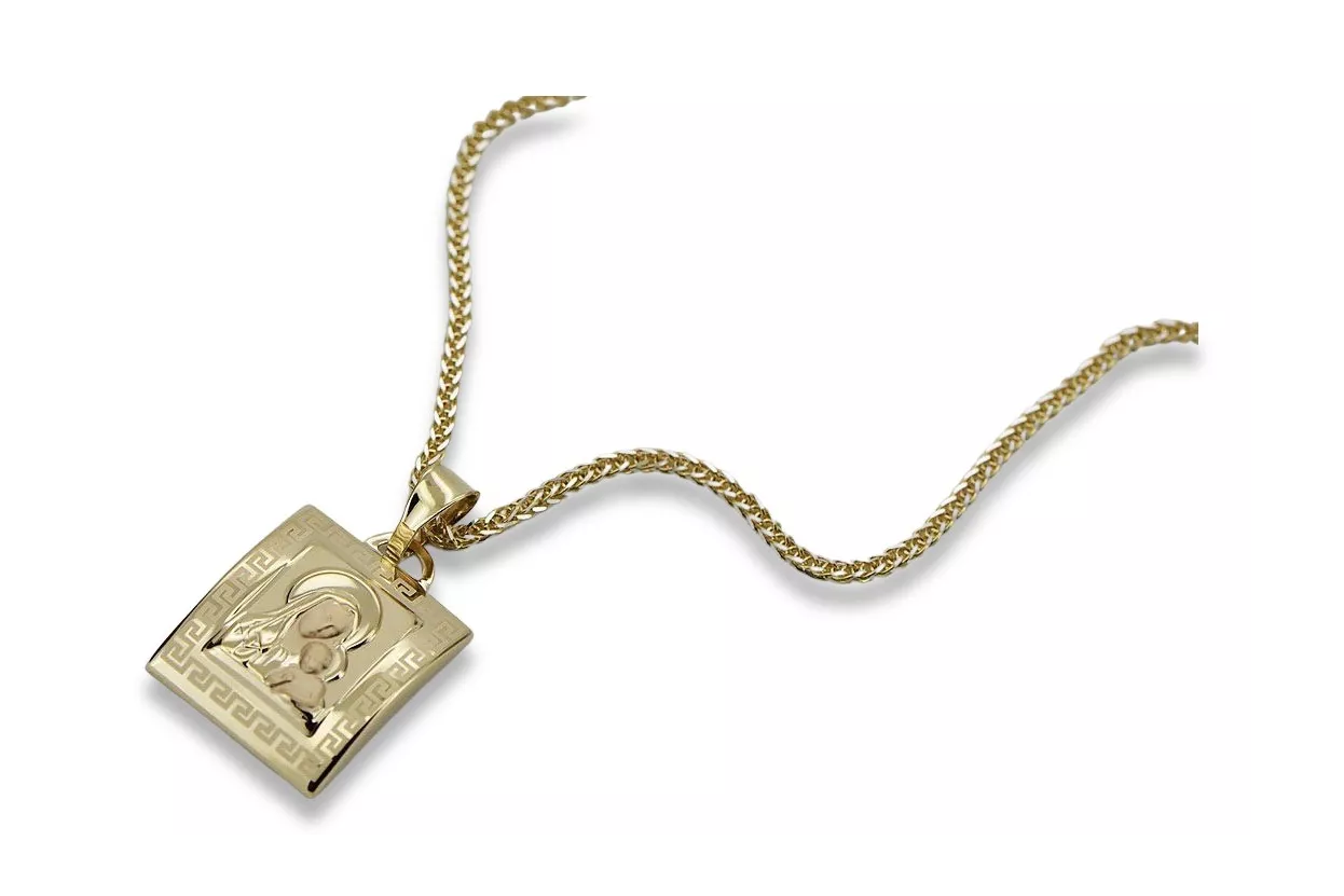 Gold Mary medallion icon pendant with chain ★ zlotychlopak.pl ★ Gold 585 333 low price