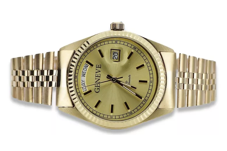 copie de Montre en or pour homme avec bracelet 14k Geneve mw013ydy&mbw016y