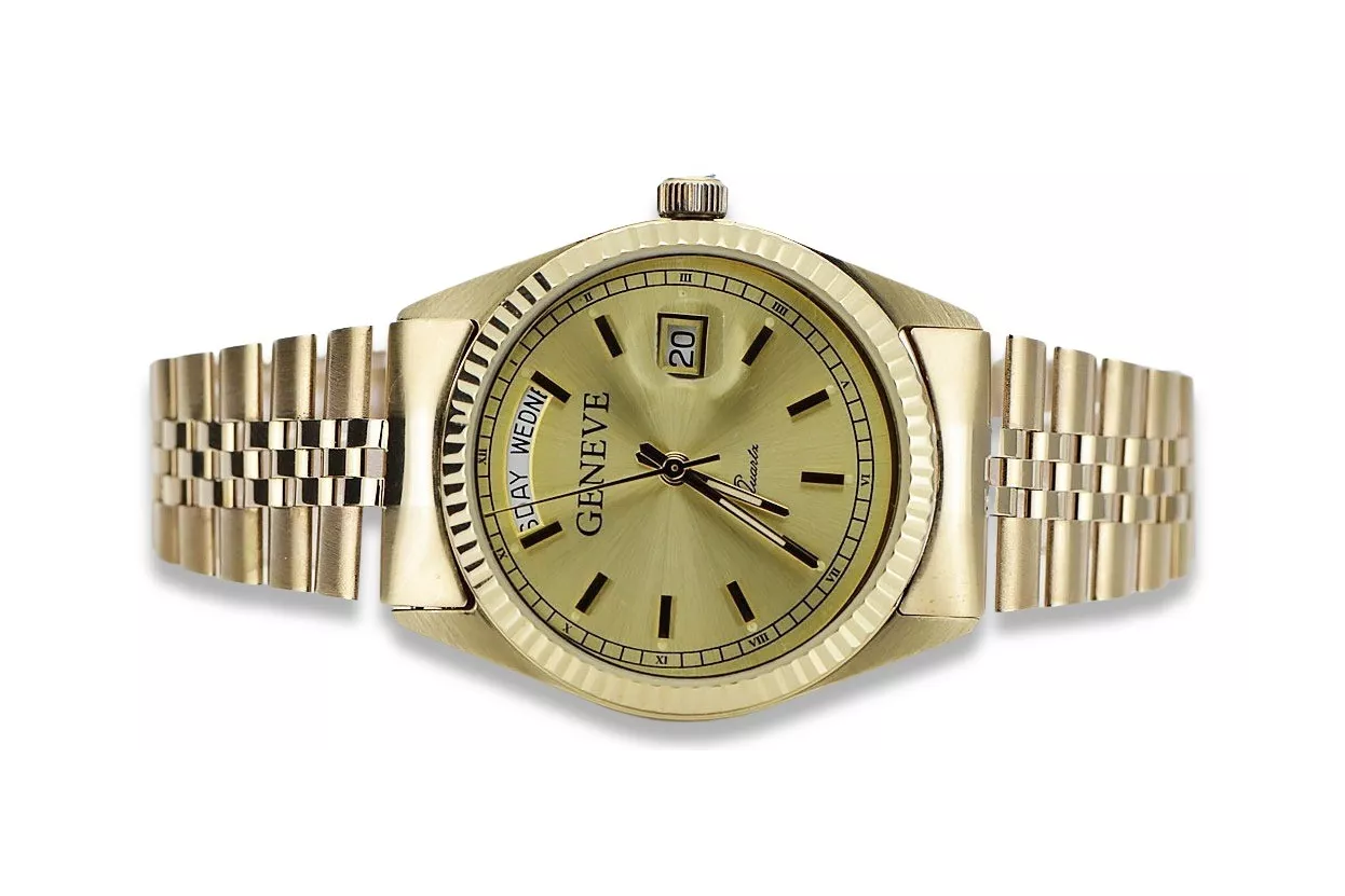 reloj de Oro para Hombre con Brazalete 14k Geneve mw013ydy&mbw016y