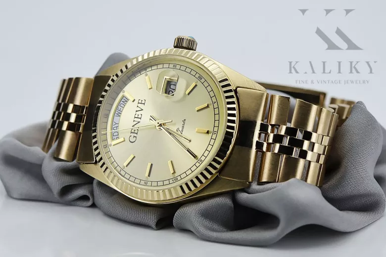 reloj de Oro para Hombre con Brazalete 14k Geneve mw013ydy&mbw016y