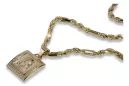 Mother of God medallion & Corda Figaro 14k gold chain pm001yM&cc004y50