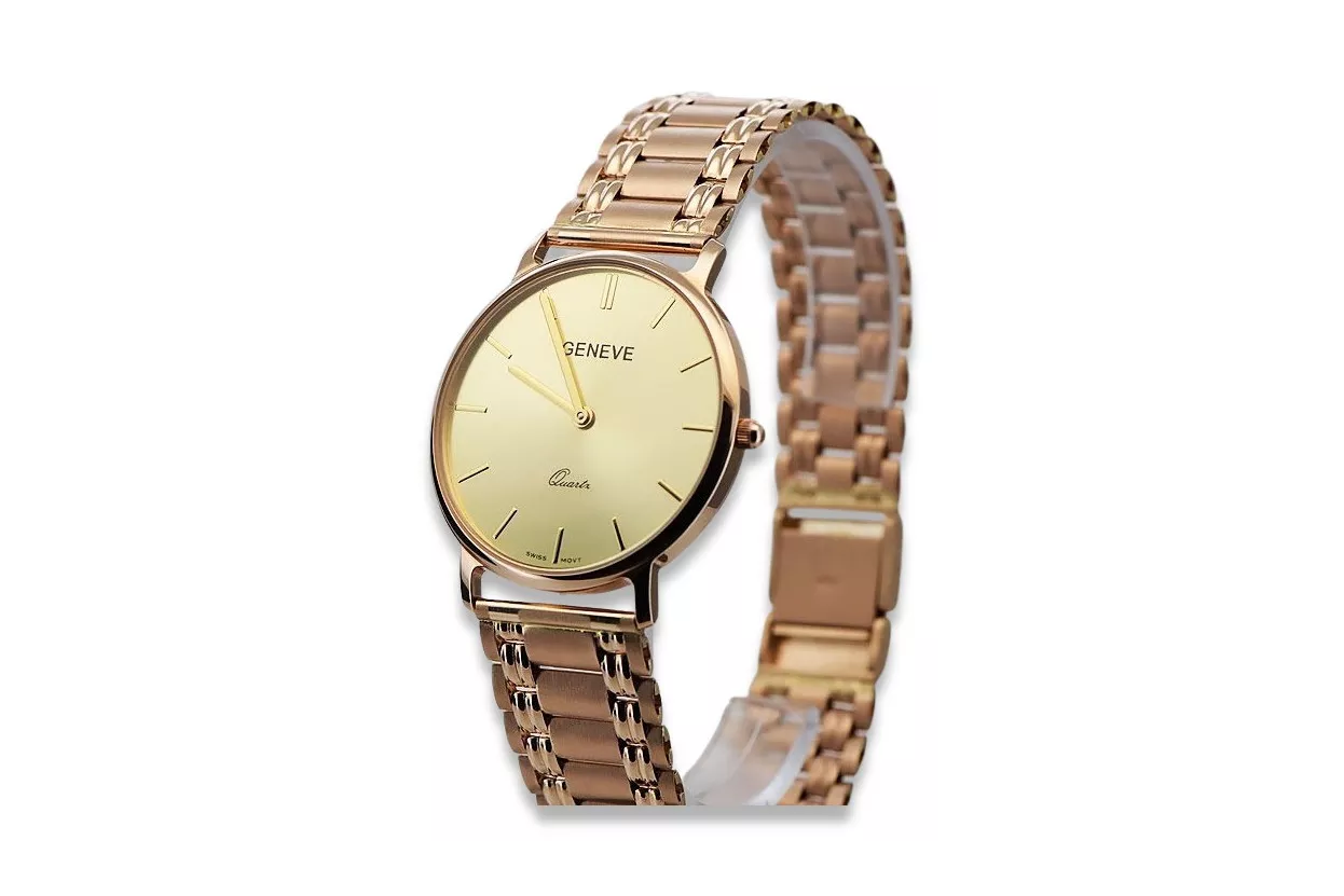 Męski zegarek z czerwonego złota 14k 585 Geneve mw004r&mbw009r