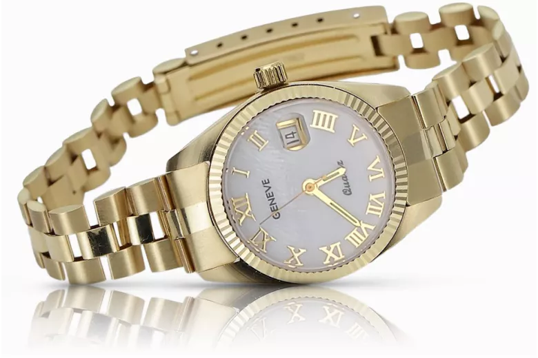 Gold men's watch Geneve ★ zlotychlopak.pl ★ Gold purity 585 333 Low Price!