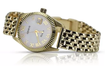 Montre Femme en Or 14K, Cadran Nacré, Design Italien