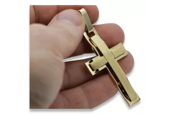 Yellow 14k solid gold Catholic cross ctc022y