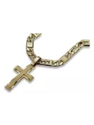 Yellow 14k gold Catholic cross with Elegant chain ctc022y&cc098y