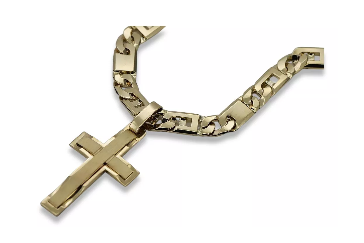 copy of Gelb 14 Karat Gold Katholisches Kreuz & Elegante Kette Yellow 14k gold Catholic cross with Elegant chain ctc096y&cc099y