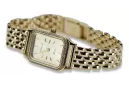 14K Gold Rectangular Women's Watch with Zirconia, Italian Design