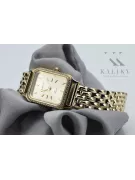 14K Gold Rectangular Women's Watch with Zirconia, Italian Design