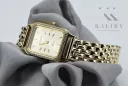 14K Gold Rectangular Women's Watch with Zirconia, Italian Design